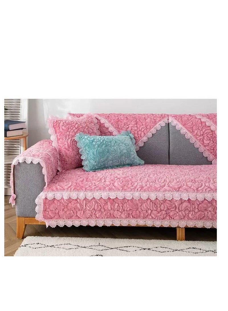 دافئ SofaTopper سميكة أفخم أريكة منشفة عدم الانزلاق غطاء أريكة قطيفة الاقسام L على شكل غطاء أريكة 210*90 سنتيمتر الوردي - Image 5
