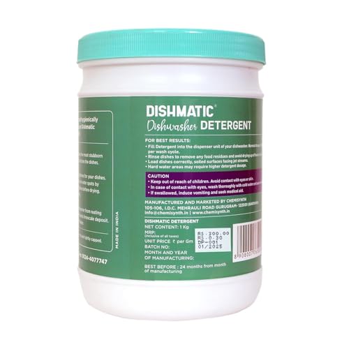 Dishmatic Dishwasher Detergent, Salt and Rinse Aid (1 kg * 1kg * 250 ML) | Automatic Dishwashing Powder & Liquid Combo Pack | Compatible with All Dish Washer Machine - Image 5