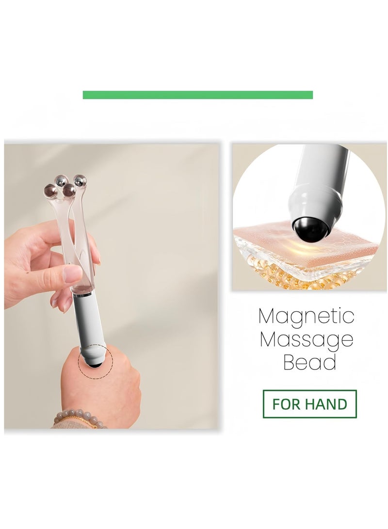 مساعد كتلة أصابع بخرز من الفولاذ المقاوم للصدأ، مساعد كتلة أصابع بكر ролиكر مزدوج الرؤوس بخصائص 2 في 1، يحسن الدورة الدموية، يخفف من آلم الزكام واليدين والتوتر، بتصميم دوار بزاوية 360 درجة - Image 3