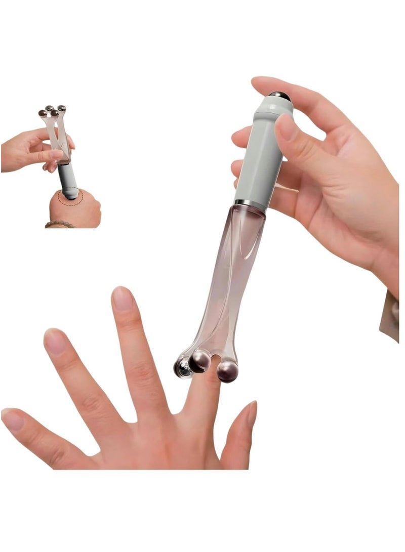 مساعد كتلة أصابع بخرز من الفولاذ المقاوم للصدأ، مساعد كتلة أصابع بكر ролиكر مزدوج الرؤوس بخصائص 2 في 1، يحسن الدورة الدموية، يخفف من آلم الزكام واليدين والتوتر، بتصميم دوار بزاوية 360 درجة - Image 1