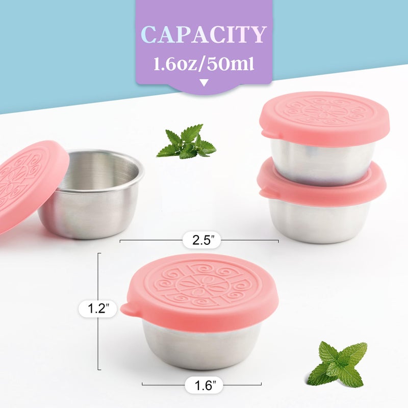 Qukaka 6x1.6 Oz Salad Dressing Containers With Lids, Small Leakproof Reusable Stainless Steel Salad Dressing Container To Go For Lunch Boxes,Sauce containers, Picnics,Travel Meal Prep And Kitchen Storage. - Image 2