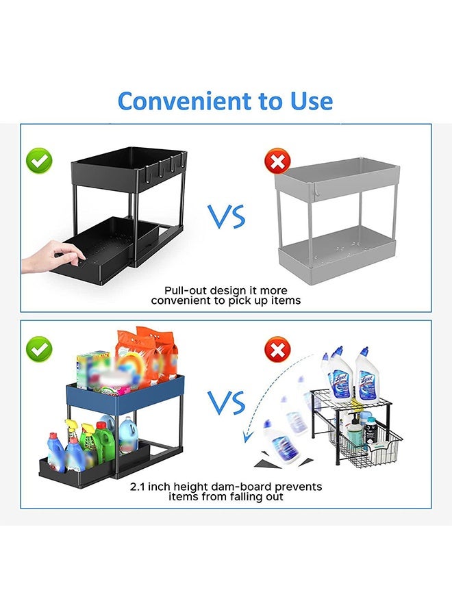 2-Tier Pull-Out Drawer Storage Rack, Countertop Shelf Organizer, Multi-Layer Layered Shelf, Sliding Under Cabinet Basket, Multi-Functional Storage Stand for Kitchen, Bathroom, Bedroom - Image 5