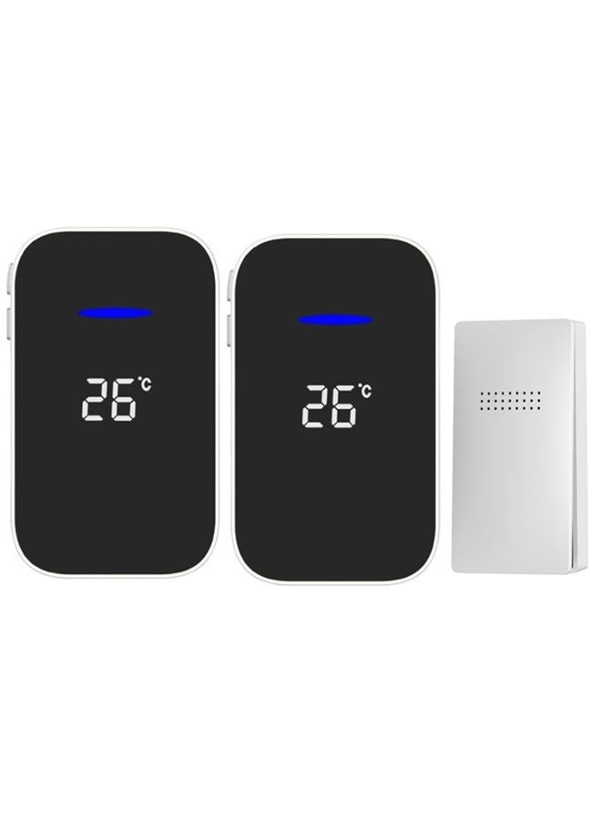 C302B One to Two Home Wireless Doorbell Temperature Digital Display Remote Control Elderly Pager, US Plug(White) - Image 1