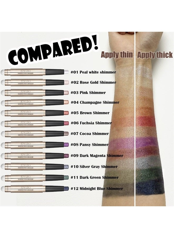 Wismee Eyeshadow Stick Eye Shadow Makeup Stick 6 Colors Shimmer Eyeshadow Stick Set Cosmetics Eye Brightener Stick Cream EyeShadow Pencil Set for Eye Makeup Christmas Birthday Gift for Women, Set A - Image 1