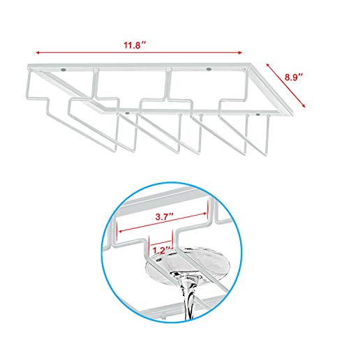MOCOUM Wine Glass Rack, 3 Rows, White, Under Cabinet, Stemware Hanger, 1 Pack - Image 3