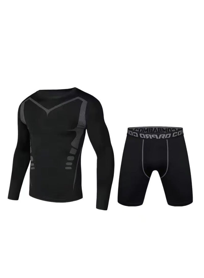 Generic Swimsuit Men's Top Anti-embarrassment Adult Swimming Diving Suit Suit Summer Men's Swimming Trunks Men's Full Body Sun Protection Long Sleeve-Color:Science Fiction Long Sleeve + Cropped Pants-  - Image 1