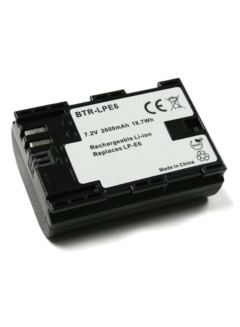 LP-E6N Rechargeable Lithium-Ion 2600mAh Replacement Battery Pack Compatible with Canon LP-E6 LP-E6N  - Image 1