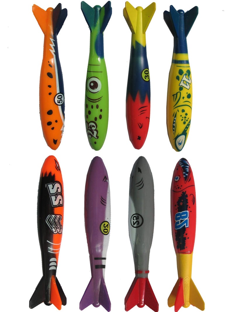 Haktoys Pool Toys Torpedo Diving Set - 8-Pack Dive Torpedos for Kids & Adults | Fast-Sinking Pool Torpedos for Swim Training, Underwater Games & Water Play | Gliding Diving Torpedo Rockets - Image 5