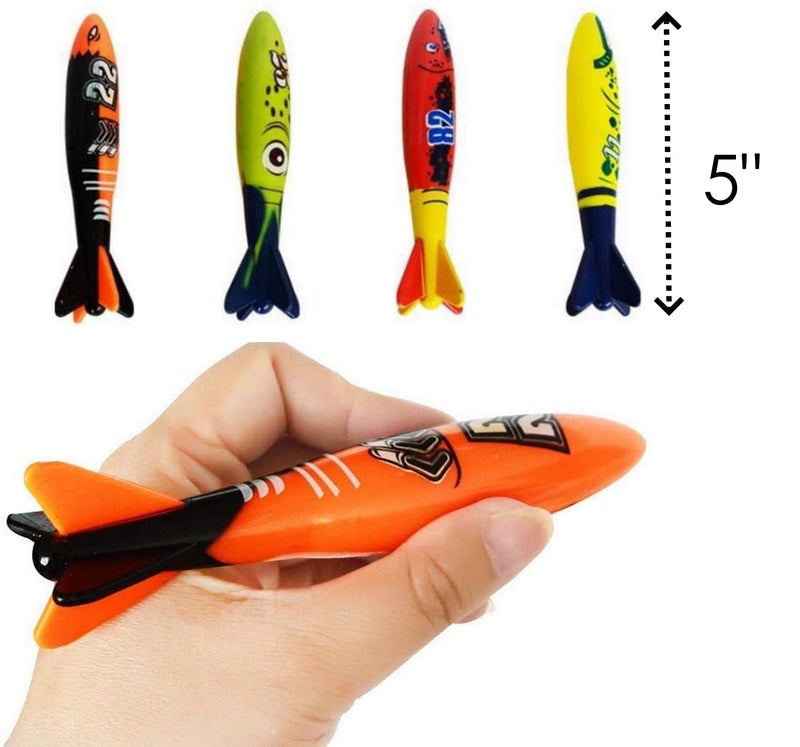 Haktoys Pool Toys Torpedo Diving Set - 8-Pack Dive Torpedos for Kids & Adults | Fast-Sinking Pool Torpedos for Swim Training, Underwater Games & Water Play | Gliding Diving Torpedo Rockets - Image 3