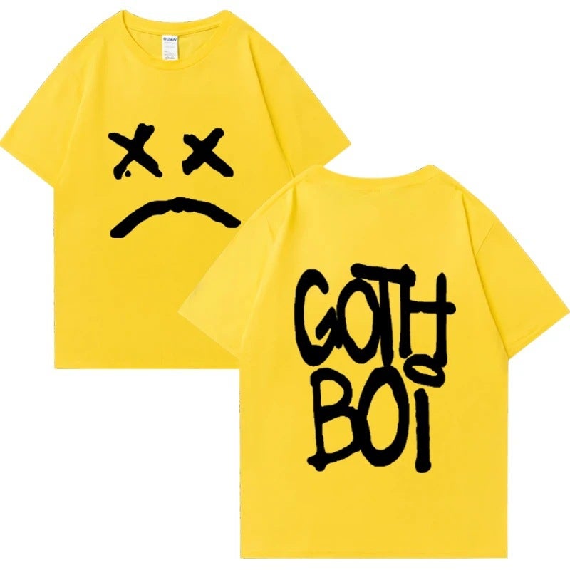 Export Lil Peep Sad Face Gothboi Pattern T-Shirt 2024 Unisex Hip-Hop - Image 1