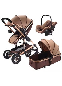 DEHKAH A luxurious, multi-functional stroller that includes a carrycot and infant car seat. The elegant gold design with accents gives it a modern and luxurious look.  - Image 3