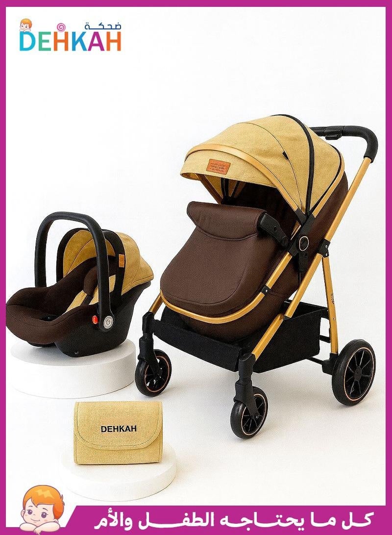 ضحكة  طقم السفر 4-في-1 من DEHKAH – عربة، سرير هزاز، مقعد سيارة وشنطة أنيقة للأم - Image 1