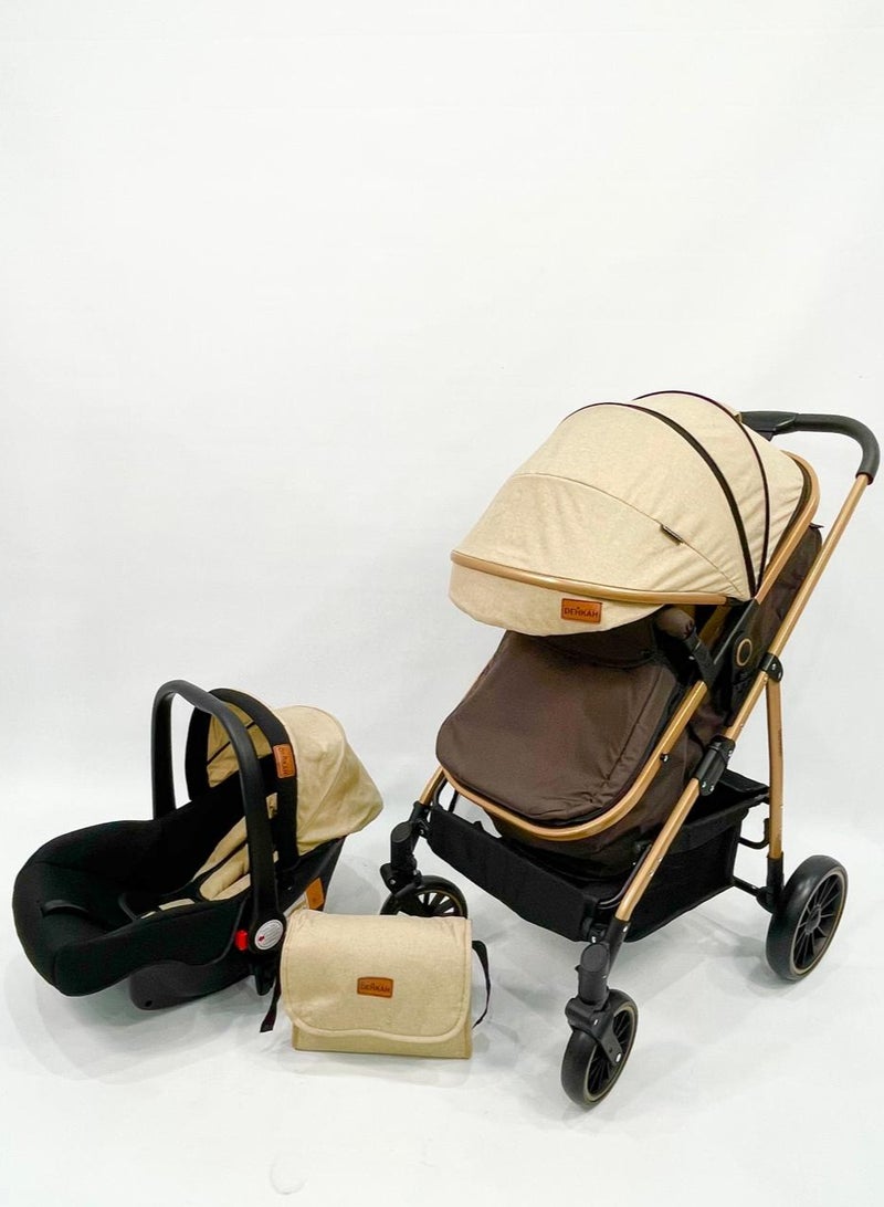 ضحكة  طقم السفر 4-في-1 من DEHKAH – عربة، سرير هزاز، مقعد سيارة وشنطة أنيقة للأم - Image 2
