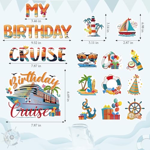 Dazoratix Birthday Cruise Door Decorations - 15 Pcs Retro Ship Cabin Anchor Magnetic Funny Sea Navigation Magnets Stickers Stateroom Refrigerator Decals for Summer Carnival Party Accessories Car Decor - Image 2
