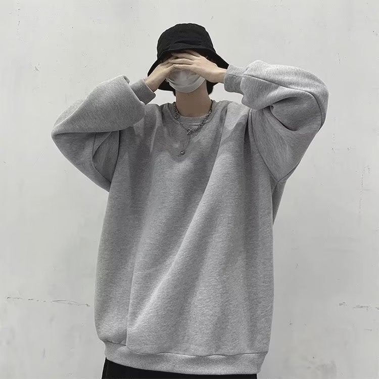 Autumn Winter Solid Hoodie Men Casual Oversized Fleece Black [regular]]  - Image 4