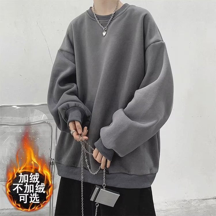 Autumn Winter Solid Hoodie Men Casual Oversized Fleece Black [regular]]  - Image 5