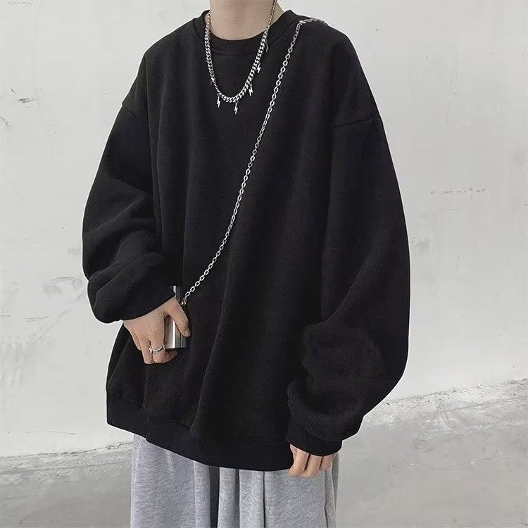 Autumn Winter Solid Hoodie Men Casual Oversized Fleece Black [regular]]  - Image 3
