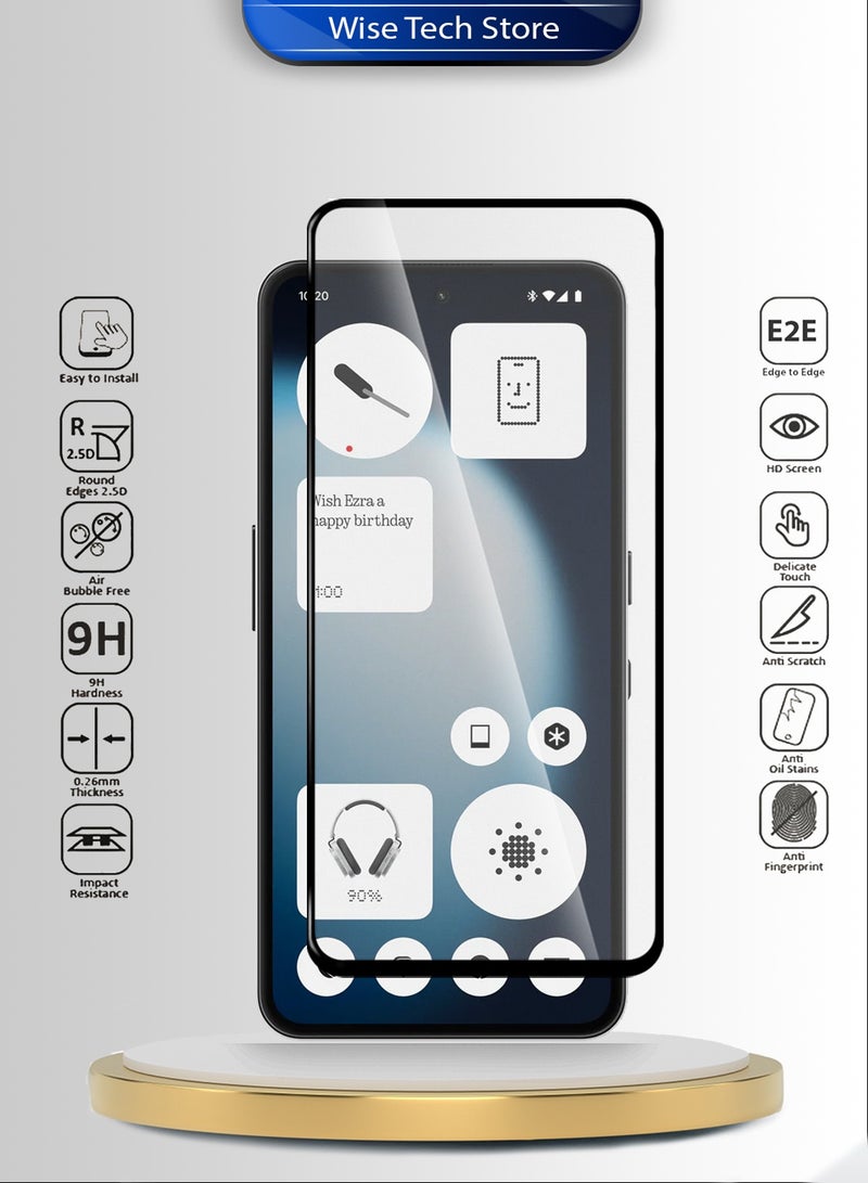 Wtech Nothing Phone (3a) Lite 5G 2025 Premium E2E Series Full Glue Full Cover Tempered Glass Screen Protector (MSGECN) - Clear/Black - Image 2