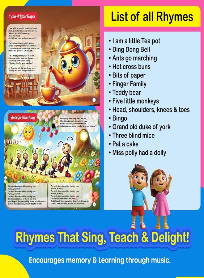 Kiddale 14 Most Loved Rhymes Musical HD Sound Book - Fun Learning with Classic Nursery Rhymes for Kids - Image 3