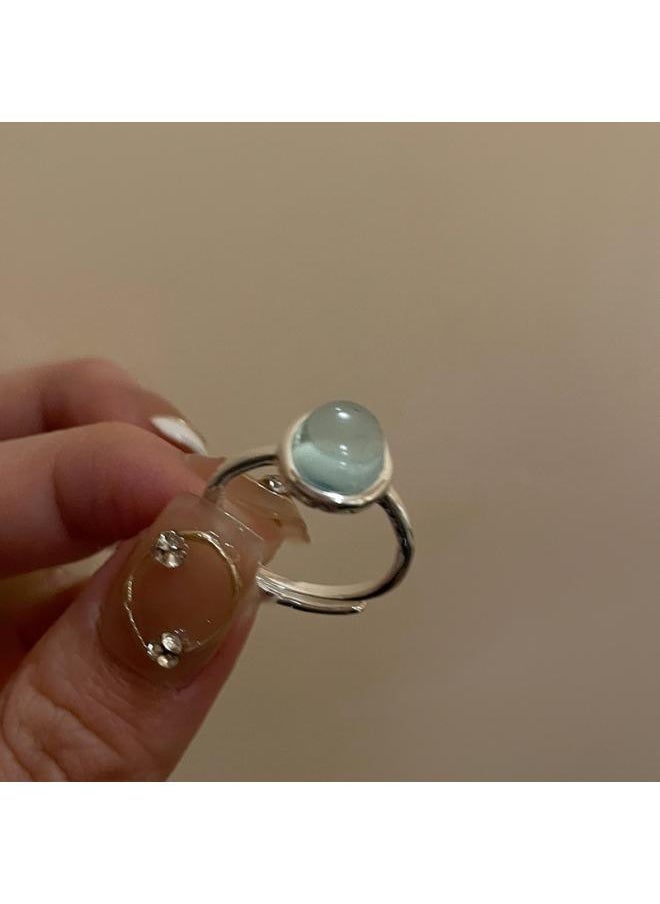 Generic Style Silver Zircon Ring Female Light Luxury Niche High Sense Open Ring Ring Versatile Temperament Bracelet 