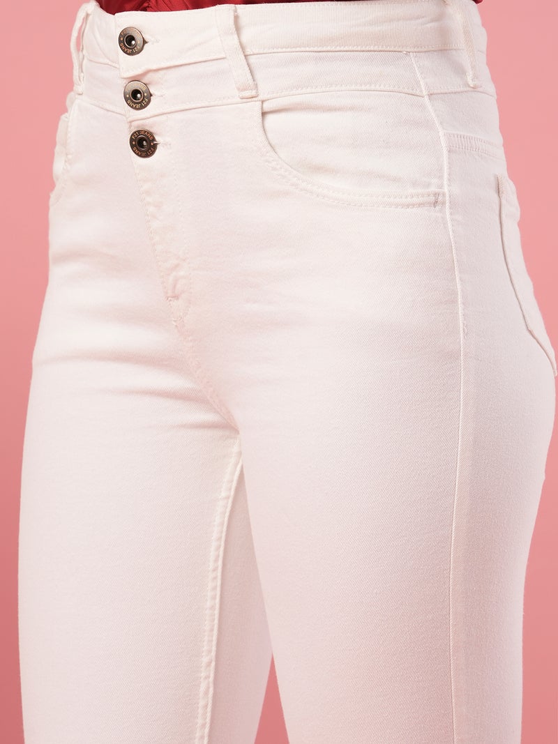 globus Globus Women White Skinny Fit High-Rise Clean Look Cotton Jeans  - Image 4