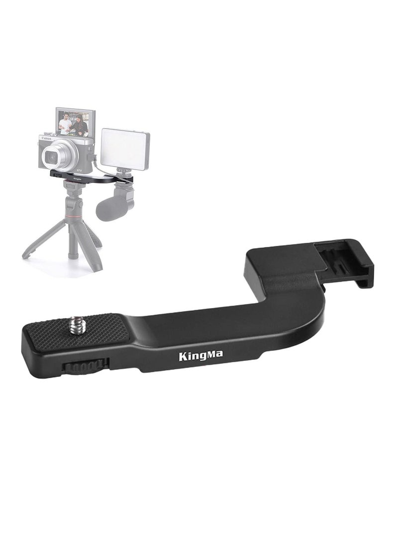 Captaintech Dual Cold Shoe Mount Bracket, Camera Accessories Extension Bracket Camera Flash Mount Bracket with 1/4 Screw Holes for iPhone Camera Vlogging - Image 1