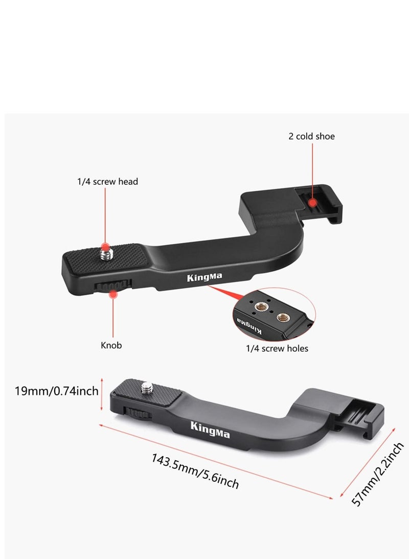 Captaintech Dual Cold Shoe Mount Bracket, Camera Accessories Extension Bracket Camera Flash Mount Bracket with 1/4 Screw Holes for iPhone Camera Vlogging - Image 3