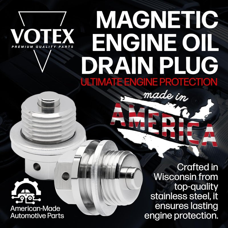 Votex M16 X 1.5 MM Stainless Steel Engine Magnetic Oil Drain Plug with Neodymium Magnet - Made in USA - Image 2