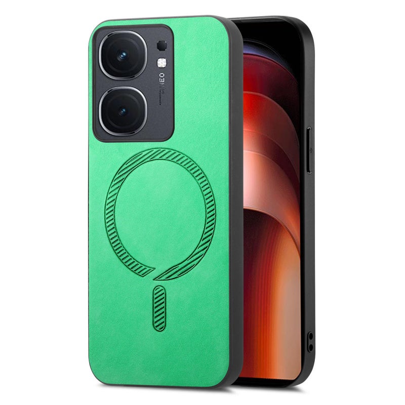 BURAQ Case Cover For vivo iQOO Neo9 / Neo9 Pro 5G Retro Magsafe Magnetic PU Back Cover Phone Case(Green) - Image 1