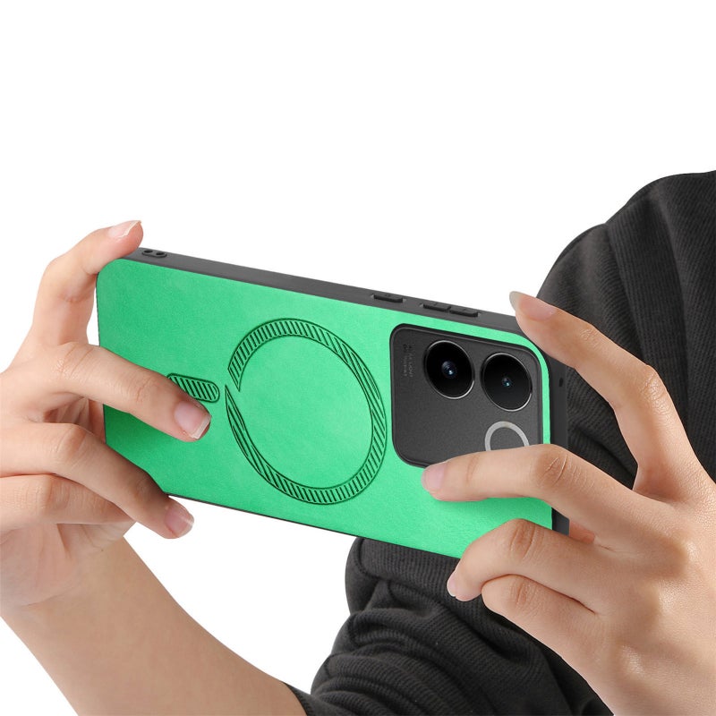 BURAQ Case Cover For vivo iQOO Neo9 / Neo9 Pro 5G Retro Magsafe Magnetic PU Back Cover Phone Case(Green) - Image 4