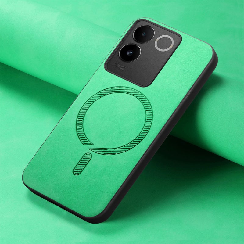 BURAQ Case Cover For vivo iQOO Neo9 / Neo9 Pro 5G Retro Magsafe Magnetic PU Back Cover Phone Case(Green) - Image 2