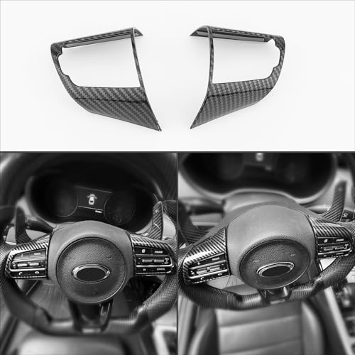 JUIVEEL Carbon Fiber Car Steering Wheel Button Panel Frame Cover Decor Sticker Compatible with Kia Stinger 20172024 Accessories