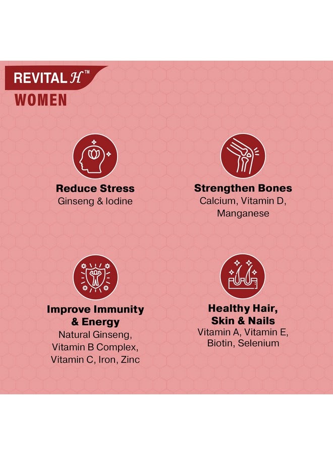 Revital H For Woman With Multivitamins, Calcium, Zinc & Natural Ginseng For Daily Immunity Strong Bones, And Enhances Energy Level - 60 Tablets, 5 Grams - Image 5