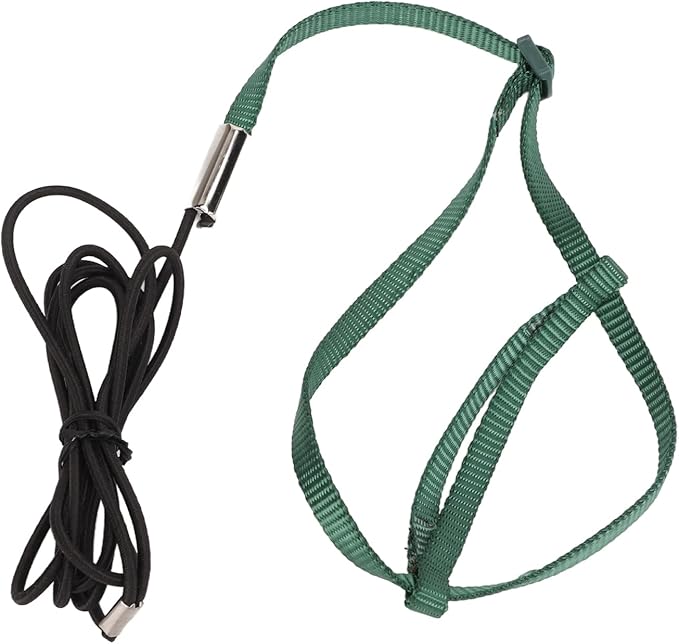 Soft Nylon Bird Harness Leash For Cockatiel Lovebird Secure Hook For Safe Outings Green Size L - Image 1