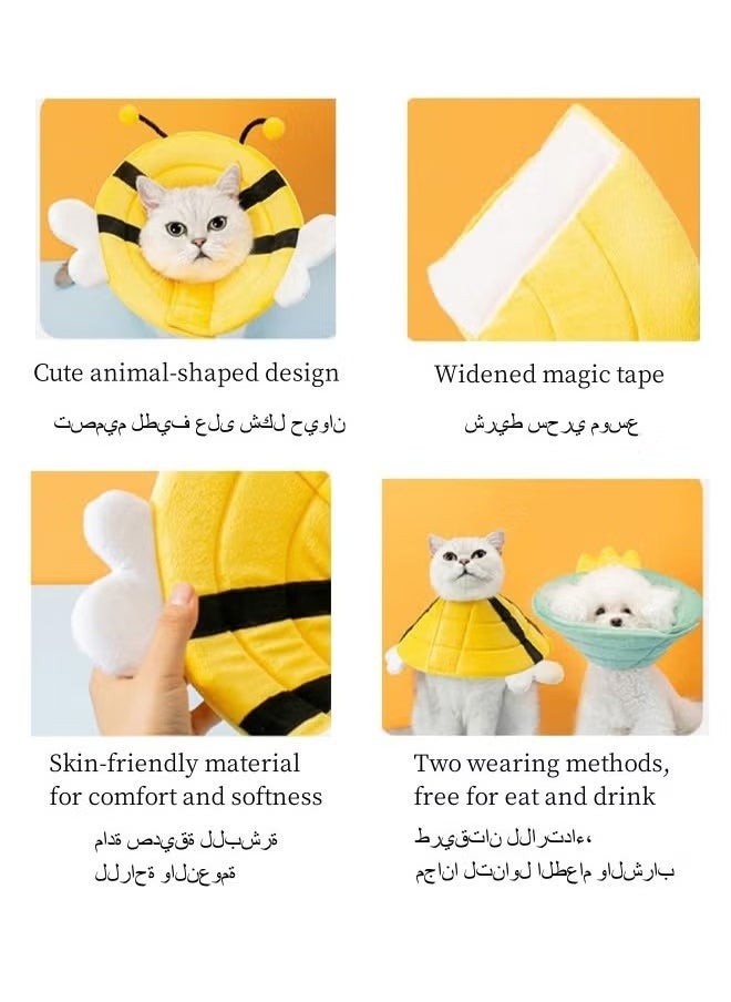 GMORO Cat Cone Collar Soft to Stop Licking Cat Recovery E Collar Adjustable Cone for Dogs Cats Puppies Kittens Cute After Surgery Yellow Bee Design  - Image 3