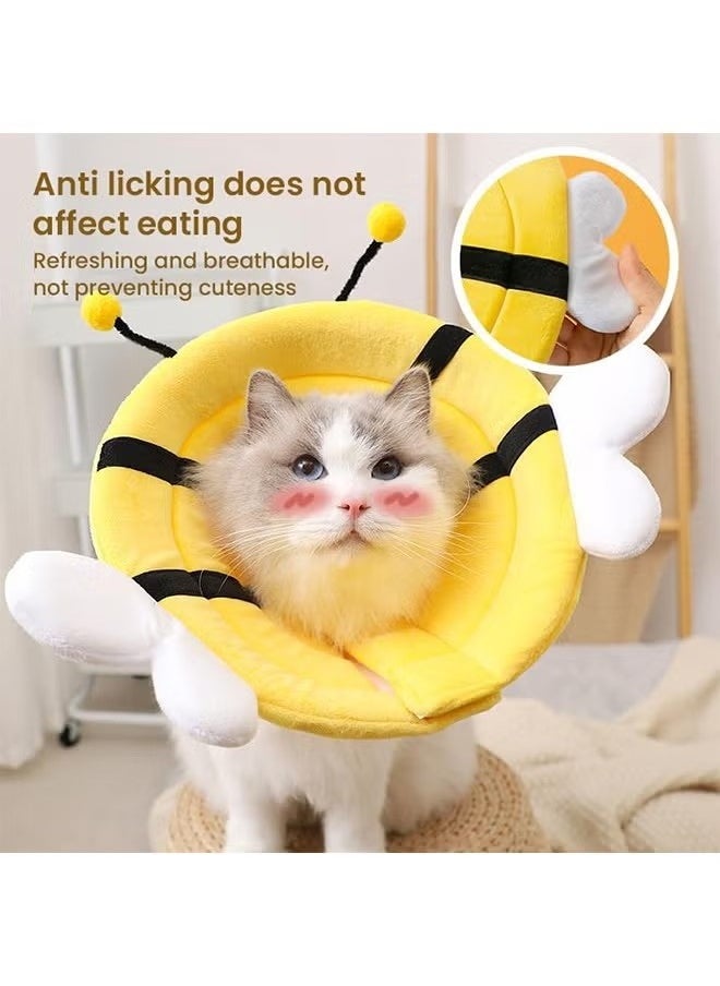 GMORO Cat Cone Collar Soft to Stop Licking Cat Recovery E Collar Adjustable Cone for Dogs Cats Puppies Kittens Cute After Surgery Yellow Bee Design  - Image 4