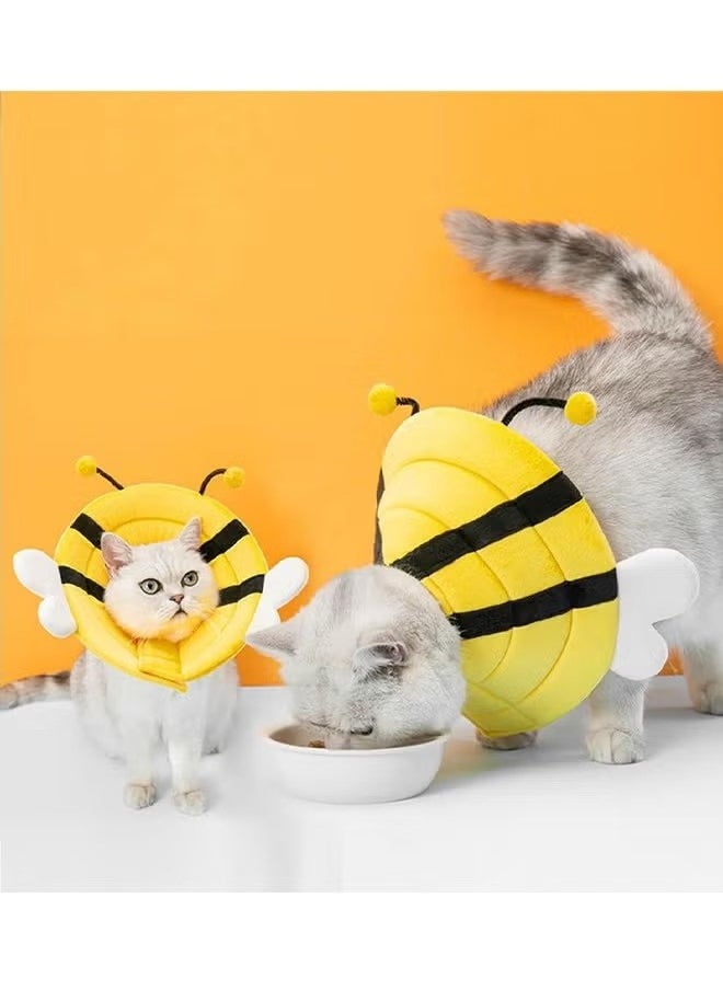 GMORO - Cat Cone Collar Soft to Stop Licking Cat Recovery E Collar Adjustable Cone for Dogs Cats Puppies Kittens Cute After Surgery Yellow Bee Design - Image 1