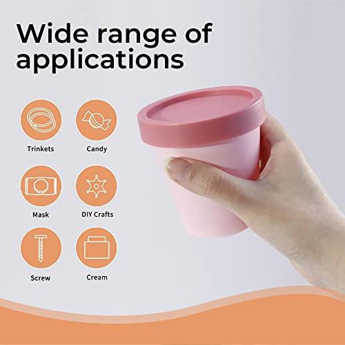 longway 7 oz/200ml Empty Slime Containers Plastic Jars with Lids for Beauty Products, DIY Slime Making or Travel Storage MakeUp (12 Pack, Pink) - Image 2