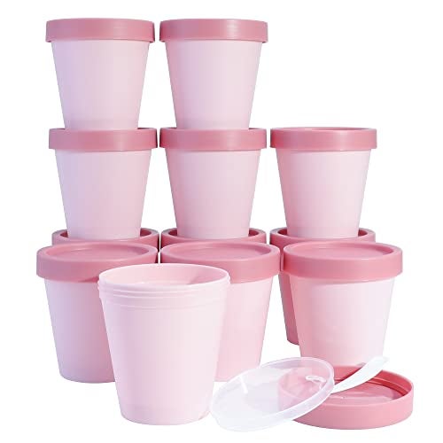 longway 7 oz/200ml Empty Slime Containers Plastic Jars with Lids for Beauty Products, DIY Slime Making or Travel Storage MakeUp (12 Pack, Pink) - Image 1