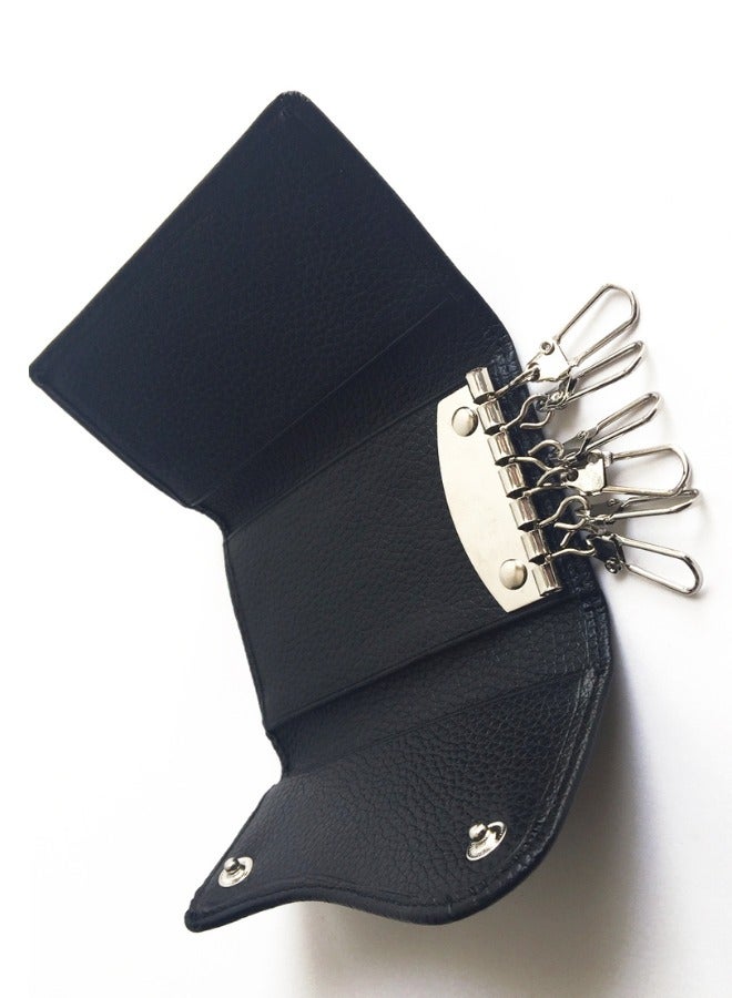 Halapack Limited Edition Unisex Black Leather Key Case Card Holder Pocket Wallet Secure Keys & Cards - Image 1