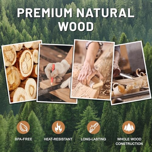 Unokit Cooking Utensils Set for Kitchen - 8 Piece Nonstick Natural Teak Wooden Spoons for Cooking, Comfort Grip Kitchen Utensils Set, Teak Wooden Utensil Set with Holder and Spoon Rest - Image 3