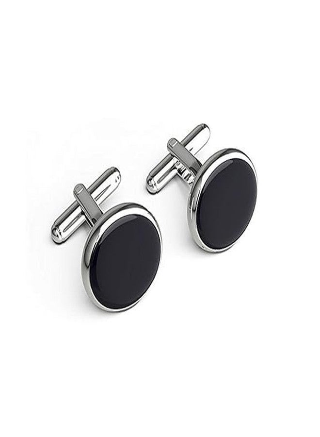 GROPOTIT Black Round Cufflink For Men Classic Wedding Formal Shirt Sleeve Button Birthday Gift for Men Anniversary Gift for Husband Sleeve-Link For shirt, Suit, Blazer - Image 1