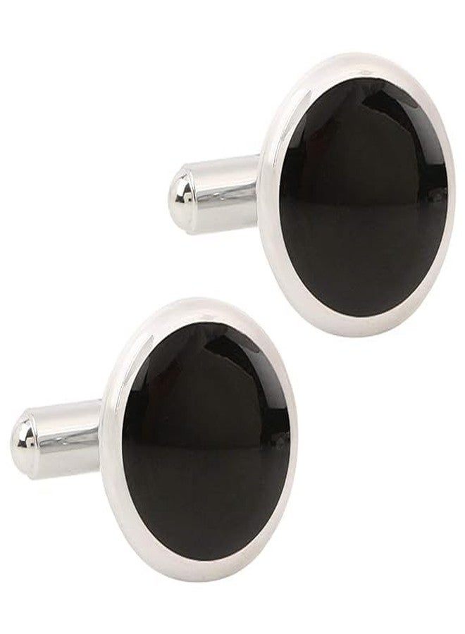 GROPOTIT Black Round Cufflink For Men Classic Wedding Formal Shirt Sleeve Button Birthday Gift for Men Anniversary Gift for Husband Sleeve-Link For shirt, Suit, Blazer - Image 2