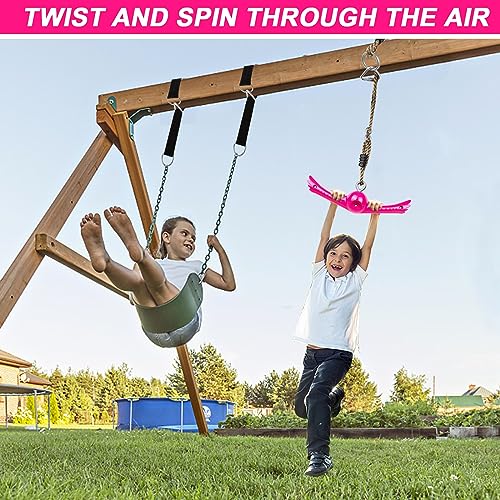 YAMIPROBI Ninja-Twister Swing Spins Set: Slackline Attachments - 360° Handle Twist-Spin Flips Toy Activate Ninja Powers - Ninja Warrior Accessories - Kids Ninja Hang Toys for Playground Backyard,Pink - Image 5
