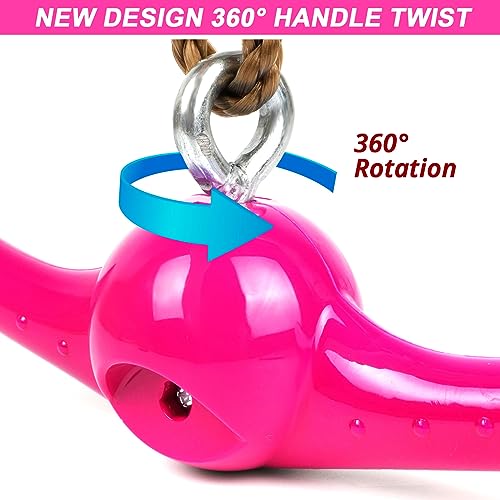 YAMIPROBI Ninja-Twister Swing Spins Set: Slackline Attachments - 360° Handle Twist-Spin Flips Toy Activate Ninja Powers - Ninja Warrior Accessories - Kids Ninja Hang Toys for Playground Backyard,Pink - Image 2
