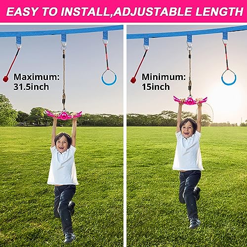 YAMIPROBI Ninja-Twister Swing Spins Set: Slackline Attachments - 360° Handle Twist-Spin Flips Toy Activate Ninja Powers - Ninja Warrior Accessories - Kids Ninja Hang Toys for Playground Backyard,Pink - Image 4