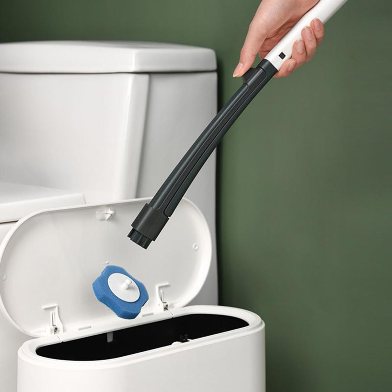 Toilet Wand: 8 Disposable Non-Woven Sponge Heads Odorless ABS PP Material - Deep Cleaning Hard-to-Reach Areas Storage Caddy for Bathroom Hygiene - Image 3