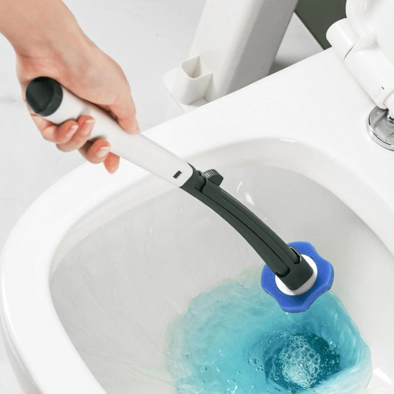 Toilet Wand: 8 Disposable Non-Woven Sponge Heads Odorless ABS PP Material - Deep Cleaning Hard-to-Reach Areas Storage Caddy for Bathroom Hygiene - Image 5