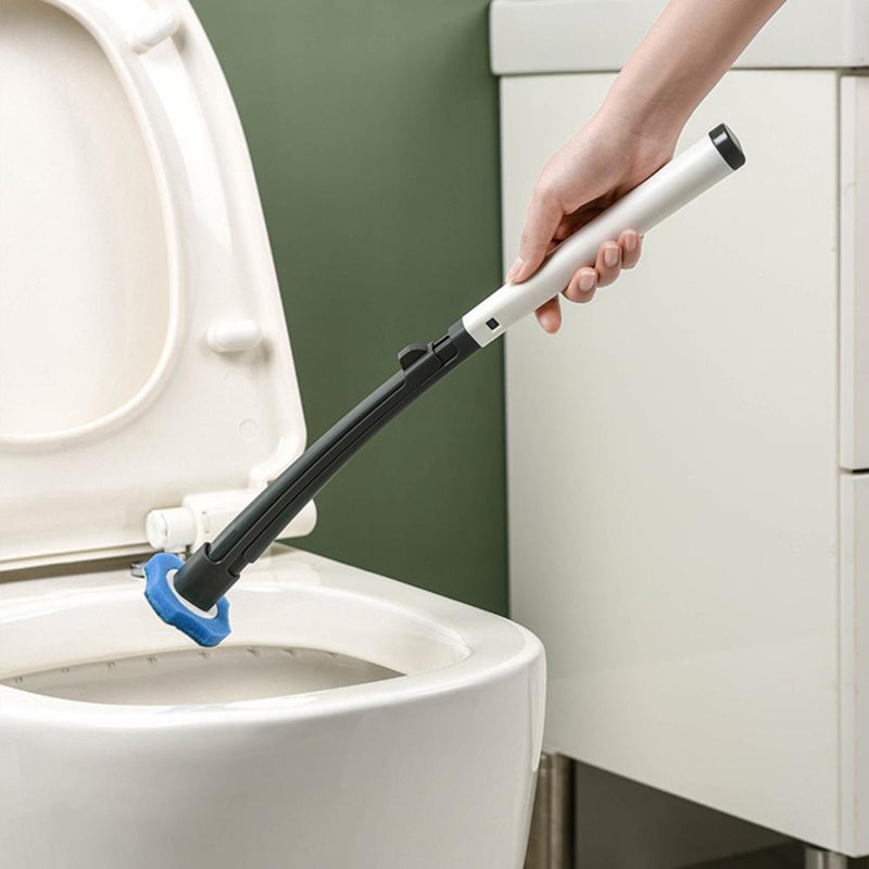 Toilet Wand: 8 Disposable Non-Woven Sponge Heads Odorless ABS PP Material - Deep Cleaning Hard-to-Reach Areas Storage Caddy for Bathroom Hygiene - Image 4