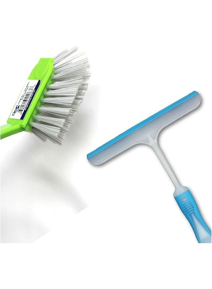 Clean and Care Clean & Care 7 Pcs Cleaning Set All in One Cleaning Tools for Kitchen, Home, Bathroom Spinning Mop, Broom and Squeegee with Stick, Dish Brush, Toilet Brush, Window Squeegee - Image 4